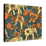 Vintage 70's Inspired Elephant Florals Canvas Gallery Wraps!