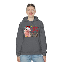 Rustic Merry Christmas Yall Pig Unisex Heavy Blend Hooded Sweatshirt! Winter Vibes!