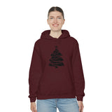 Christmas Tree Wrap Minimalistic Design Unisex Heavy Blend Hooded Sweatshirt! Winter Vibes!