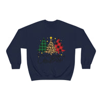 Merry Christmas Leopard Print Tree Unisex Heavy Blend Crewneck Sweatshirt! Winter Vibes!