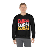 Kansas City Football Red Wave Unisex Heavy Blend Crewneck Sweatshirt! Football Season!