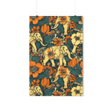 Vintage 70's Floral Elephant Print Premium Matte Vertical Posters!