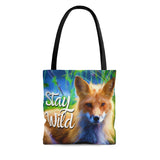 Stay Wild Water Color Fox Tote Bag! Freckled Fox Company! 3 Sizes Available!