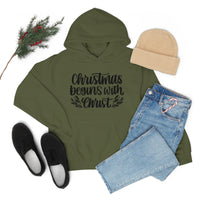 Christmas Begins With Christ Unisex Heavy Blend Hooded Sweatshirt! Winter Vibes!