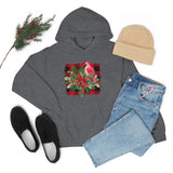 Buffalo Print Cardinal Holiday Unisex Heavy Blend Hooded Sweatshirt! Winter Vibes!