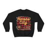 Kansas City Girl Football Buffalo Plaid Unisex Heavy Blend Crewneck Sweatshirt! Football Season!