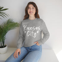 Kansas City Football White Logo Unisex Heavy Blend Crewneck Sweatshirt! Football Season!