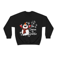 Tis The Season To Sparkle Snowman Unisex Heavy Blend Crewneck Sweatshirt! Winter Vibes!