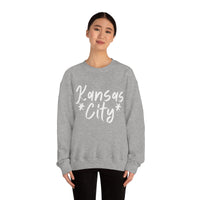 Kansas City Football White Logo Unisex Heavy Blend Crewneck Sweatshirt! Football Season!