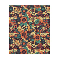 Vintage 70's Inspired Musical Notes Floral Canvas Gallery Wraps!