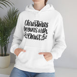 Christmas Begins With Christ Unisex Heavy Blend Hooded Sweatshirt! Winter Vibes!