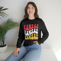 Kansas City Football Red Wave Unisex Heavy Blend Crewneck Sweatshirt! Football Season!