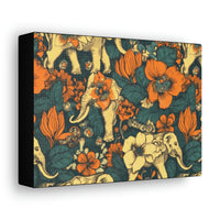 Vintage 70's Inspired Elephant Florals Canvas Gallery Wraps!