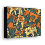 Vintage 70's Inspired Elephant Florals Canvas Gallery Wraps!