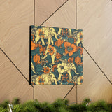 Vintage 70's Inspired Elephant Florals Canvas Gallery Wraps!