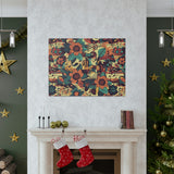 Vintage 70's Inspired Musical Notes Floral Canvas Gallery Wraps!