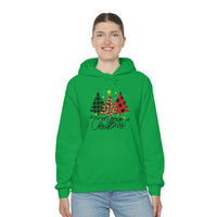 Merry Christmas Leopard Print Unisex Heavy Blend Hooded Sweatshirt! Winter Vibes!