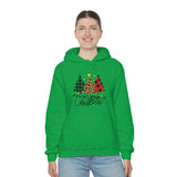 Merry Christmas Leopard Print Unisex Heavy Blend Hooded Sweatshirt! Winter Vibes!