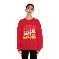 Kansas City Football Red Wave Unisex Heavy Blend Crewneck Sweatshirt! Football Season!