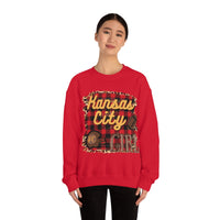 Kansas City Girl Football Buffalo Plaid Unisex Heavy Blend Crewneck Sweatshirt! Football Season!