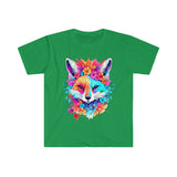 Floral Boho Summer Time Fox in Neon Unisex Graphic Tees! Summer Vibes!