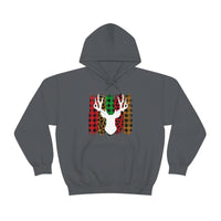 Paint Striped Deer Head Holiday Unisex Heavy Blend Hooded Sweatshirt! Winter Vibes!