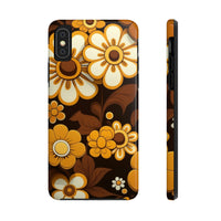 Vintage 70's Floral Chocolate Flowers Tough Phone Cases, Case-Mate!