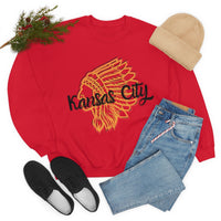 Kansas City Football Chief Outline Unisex Heavy Blend Crewneck Sweatshirt! Football Season!