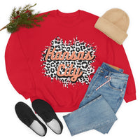 Kansas City Football Grey and Pink Leopard Print Unisex Heavy Blend Crewneck Sweatshirt! Football Season!