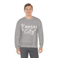 Kansas City Football White Logo Unisex Heavy Blend Crewneck Sweatshirt! Football Season!