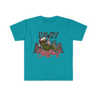 Rustic Rawry Christmas Dinosaur Holiday Unisex Graphic Tees! Winter Vibes!