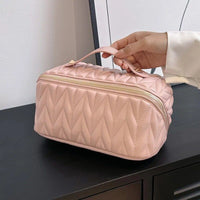 Portable PU Cosmetic Case - Zippered Makeup Brush Organizer with Large Capacity