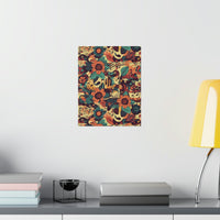 Vintage 70's Inspired Musical Notes Florals Premium Matte Vertical Posters!