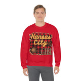 Kansas City Girl Football Buffalo Plaid Unisex Heavy Blend Crewneck Sweatshirt! Football Season!