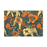 Vintage 70's Inspired Elephant Florals Canvas Gallery Wraps!