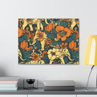 Vintage 70's Inspired Elephant Florals Canvas Gallery Wraps!