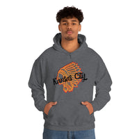 Kansas City Football Chief Outlined Unisex Heavy Blend Hooded Sweatshirt! Football Season!