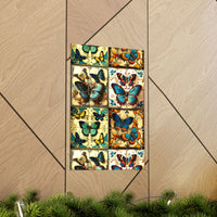 Vintage 70's Inspired Quilt Patterned Butterflies Premium Matte Vertical Posters!