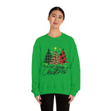 Merry Christmas Leopard Print Tree Unisex Heavy Blend Crewneck Sweatshirt! Winter Vibes!