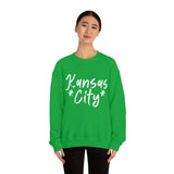 Kansas City Football White Logo Unisex Heavy Blend Crewneck Sweatshirt! Football Season!