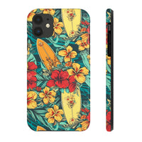 Vintage Floral Surfboard Blue and Yellow Tough Phone Cases, Case-Mate! Summer Vibes!