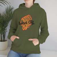 Kansas City Football Chief Outlined Unisex Heavy Blend Hooded Sweatshirt! Football Season!