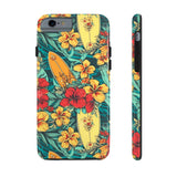 Vintage Floral Surfboard Blue and Yellow Tough Phone Cases, Case-Mate! Summer Vibes!