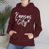 Kansas City Football White Logo Unisex Heavy Blend Hooded Sweatshirt! Football Season!