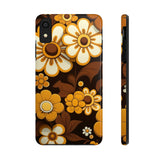 Vintage 70's Floral Chocolate Flowers Tough Phone Cases, Case-Mate!