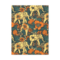 Vintage 70's Inspired Elephant Florals Canvas Gallery Wraps!