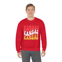 Kansas City Football Red Wave Unisex Heavy Blend Crewneck Sweatshirt! Football Season!