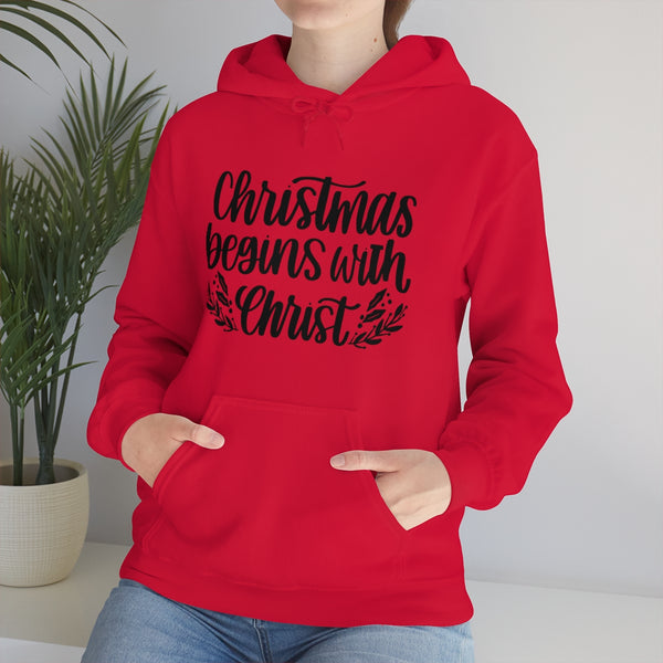 Christmas Begins With Christ Unisex Heavy Blend Hooded Sweatshirt! Winter Vibes!