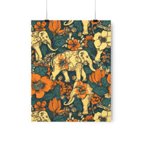 Vintage 70's Floral Elephant Print Premium Matte Vertical Posters!