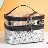 Sparkling Diamond Lattice Travel Makeup Bag - Waterproof, Multi-Function Cosmetic Case